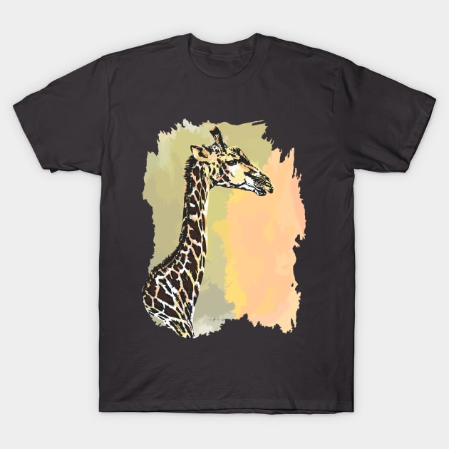 Giraffe Line & Wash Watercolor Painting for Giraffe Fans T-Shirt by scotch